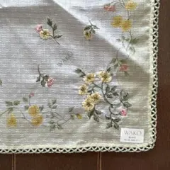 未使用　WAKO レース 刺繍　ハンカチ　ワコウ　小花柄　銀座和光