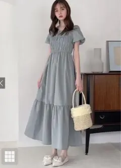 フクレストライプバックリボンシャーリング切替ワンピース[tg826]