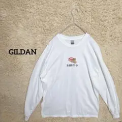 【GILDAN】ギルダン　ロングTシャツ　メンズ　カットソー　プリントシャツ　白