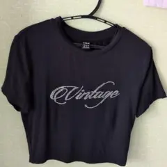 SHEIN クロップドTシャツ XS 黒 Vintage