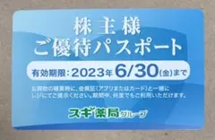 スギホールディングス スギ薬局 株主優待 優待パスポート