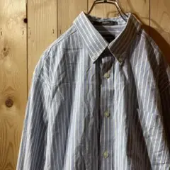ss4760 エディーバウアー ボタンダウンシャツ ストライプ 水色 L メンズ