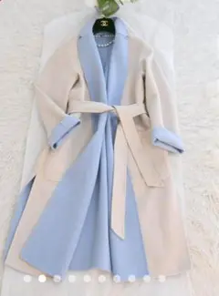 MaxMara ブルー×アイボリー リバーシブルコート 秋口~春