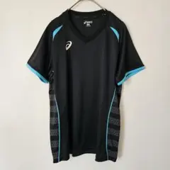 アシックス　asics バレーボール シャツ　半袖 M 黒/青　レディース