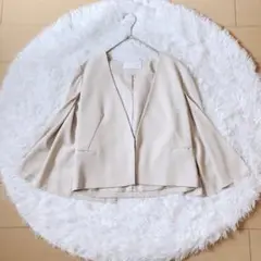 Eneak　エニーク⭕️上品　ボレロ風ジャケット　ノーカラー　ベージュ　希少　F