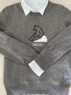 マドモアゼルノンノン　カシミヤ混　ロゴ入り長袖セーター