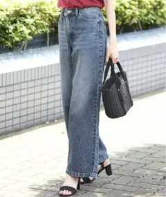 ハニーズ デニムワイドパンツ 股下73cm Mサイズ
