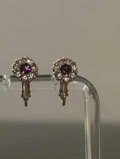 フラワーデザイン イヤリング 紫 vintage