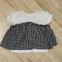 ギンガムチェック付き半袖シャツ　60-70