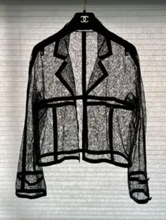 超レア CHANEL シャネル ヴィンテージ 総レース ロゴ総柄 ジャケット