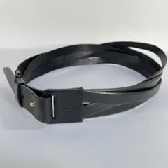 【美品】グッチ/GUCCI ベルト レザー ロゴ刻印 5連 イタリア製 ブラック