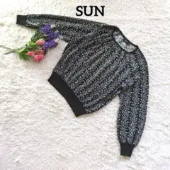 SUN【ウール100%】【花柄】長袖セーターM