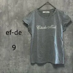 3950【エフデ/ef-de】半袖カットソー　Tシャツ　グレー　M 刺繍