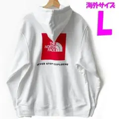 ノースフェイス パーカー メンズ 新品 海外L 日本LL相当 白赤