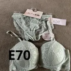 ミントグリーン 花柄レース ブラジャーショーツセットE70