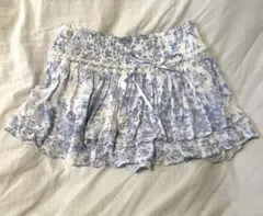 極美品 HOLLISTER スコート フリル スカート ブルー 花柄 ホリスター