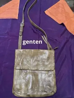 genten ブラウン レザー ショルダーバッグ サコッシュ