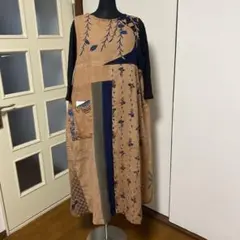 柿渋染め手拭いＡラインワンピース