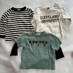 男の子　90 ロンT 秋トップス　長袖　まとめ売りカットソー　保育園　３枚セット