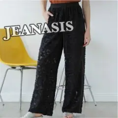 JEANASIS シアーフリンジジャガードパンツ ブラック 黒 ジーナシス