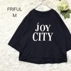 フリフル　カットソー　７分袖　Ｍ　黒　ビッグロゴ　ストレッチ　Ｔシャツ