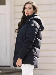 【美品】ピレネックス LILIE ロングダウンジャケット Aライン 濃紺 34