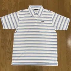PRGR（プロギア）　ゴルフウェア　ポロシャツ　シャツ　半袖　白 青 ボーダー