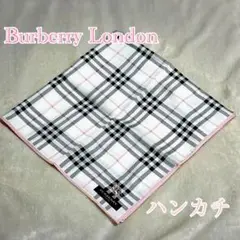 ［Burberry London］未使用　ノバチェック　ピンクロゴ　ハンカチ