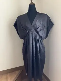 本日から値下げ♪ＲＯＰＥシルクミニワンピース 半袖黒０ビジュー小物プレゼント