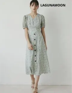 【LAGUNAMOON新品】シアースリーブフラワーカシュクールワンピース