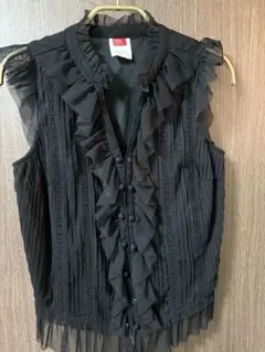 美品★ダブルクロージングスタンダード フリル シースルー トップスジレベスト