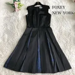 FOXEY NEW YORK 膝丈ノースリーブワンピース シルク プリーツ 40