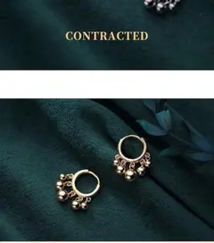 ピアス 5連ボール 両耳セット ゴールドフープピアス 男女兼用 シンプル