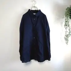 【K55】ユニクロUNIQLO レディースシャツ　ブラウス　ネイビー　XL