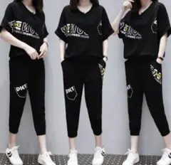 【セール】 セットアップ XL 部屋着 ブラック 体型カバー