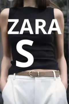 【新品】ZARA リブトップス　ブラック　S