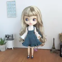 再1054※アドニスブルーのハイウエストフリルスカート※ブライスアウトフィット