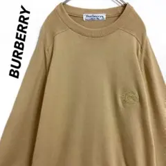 90s BURBERRY / コットンニット / ワンポイント刺繍ロゴ