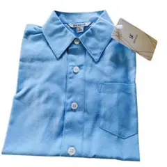 *　ボーイズ 長袖 シャツ　学校 制服 ボタン トップス　スクールシャツ　水色