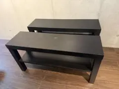 【IKEA】2台セット黒い木製テレビ台 2段棚付き
