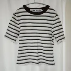 CITEN ボーダー 半袖Tシャツ ホワイト/ブラウン