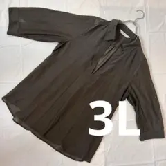 美品｜Gantiel｜五分袖シャツ｜Vネック｜3Lサイズ｜体型カバー秋コーデ