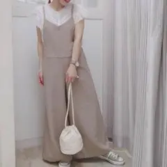 スタディオクリップ　ドライツイルサロペット　ベージュ　M