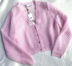 ZARA シースルーカーディガン S ピンク