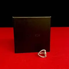 極 美品 保存箱 袋 付 グッチ シルバー925 ハート モチーフ リング 指輪