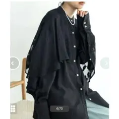 Bab　ラッフルスリーブブラウス　黒　レース　　ブラウス　ブラック　完売品