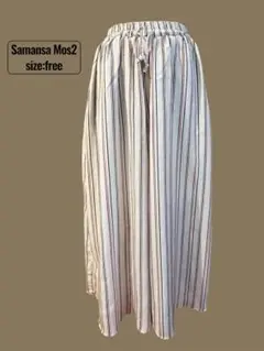 新品未使用Samansa Mos2 ストライプ ワイドパンツ サイズフリー