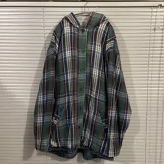 80〜90's vintage リバーシブル ハーフコート デニム チェック柄