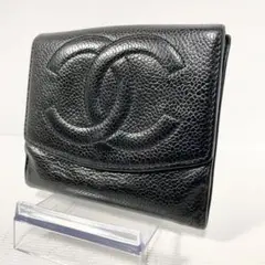 CHANEL シャネル 折り財布 キャビアスキン ココマーク