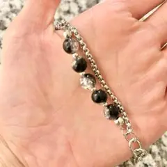 ストリート ブレスレット シルバー高見え　ストーン ブレスレット